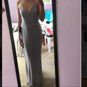 Grey Dress with slit and lace back